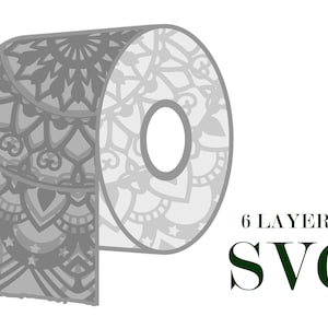 WC PAPER, 3D Mandala, 6 Schichten, Svg und Eps Dateien, digitaler Download