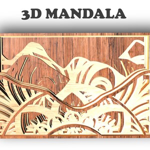 MONTAGNES , Mandala 3D , 7 couches, fichiers svg , Téléchargement numérique