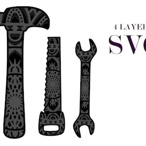WERKINSTRUMENTEN, 3d mandala, 4 lagen, Digitale download, Svg Eps bestand +Gift 25 mandala's sjablonen