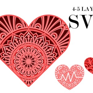 3 HEARTS , 3d mandala , 4 en 5 lagen , Digitale download , SVG EPS bestand