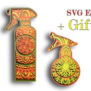 Bouteilles d’eau, OUTILS DE COIFFEUR, Mandala 3D, Téléchargement numérique , Fichiers Svg Eps, cheveux , pulvérisateur d’eau + Cadeau 25 mandalas