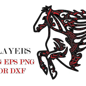 Horse fire  , 4  layers , Digital download , svg , eps, cdr , png , dxf files