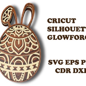 Egg with ears  4 layers , Svg Eps Png Cdr Dxf  files , Digital download for Glowforge,Cricut,Silhouette +Gift 25 mandalas templates