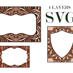3 FRAMES , 3D Mandala , 4 Schichten, Eps Svg Dateien , DIgital download