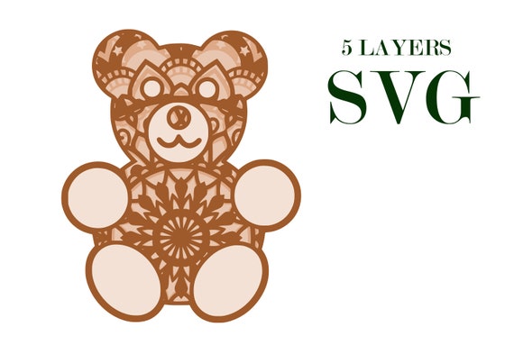 Download Teddy Bear 3d Mandala 5 Layers Svg And Eps Files Etsy