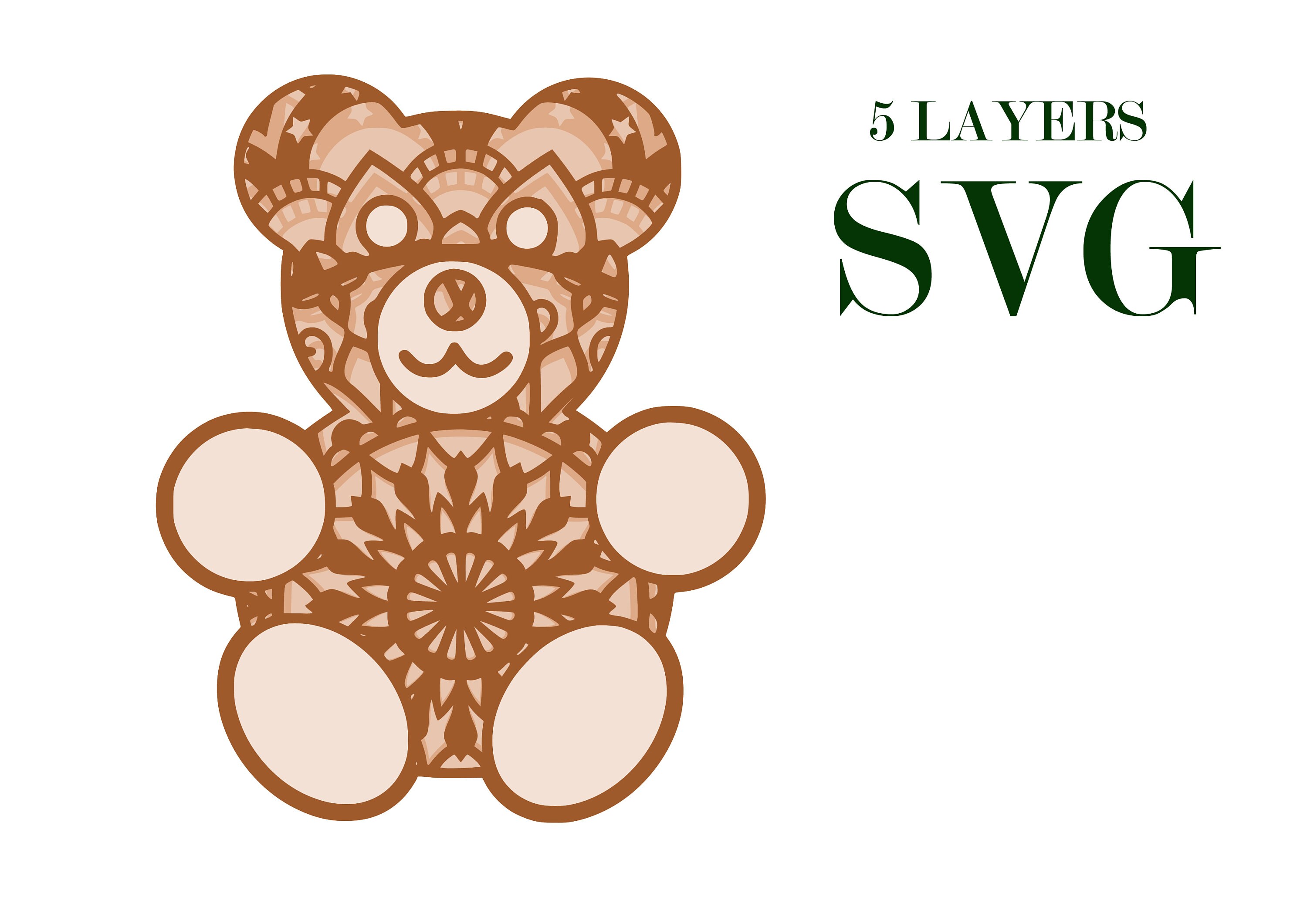 Download Teddy Bear 3d Mandala 5 Layers Svg And Eps Files Etsy