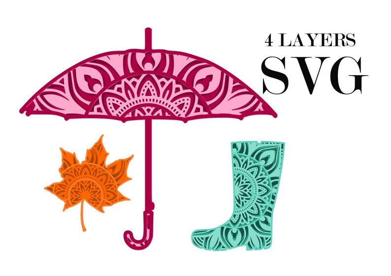 Download Hello Autumn 3d Mandala 4 Layers Boot Umbrella Etsy