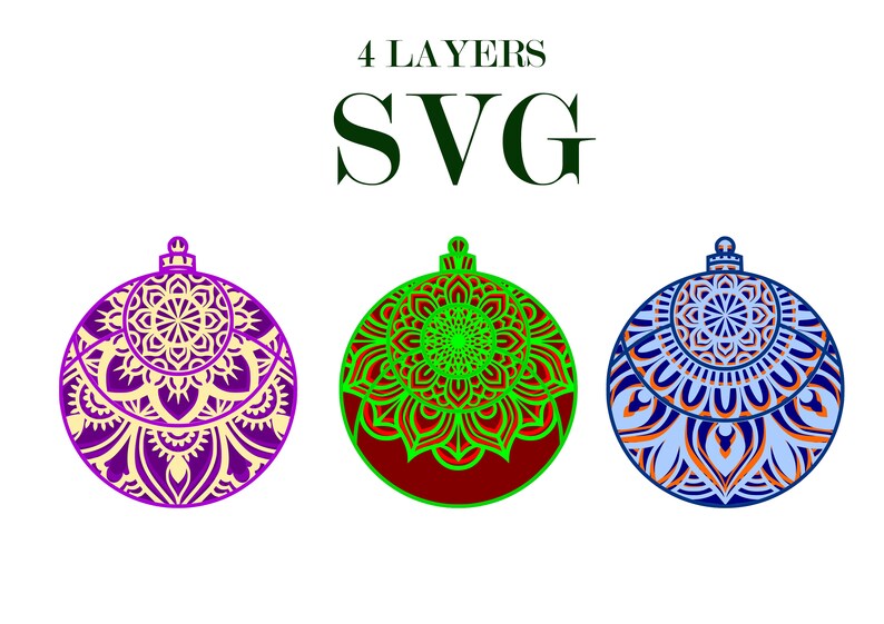 Download 3 CHRISTMAS BALLS 3D mandala 4 layers SVG files | Etsy