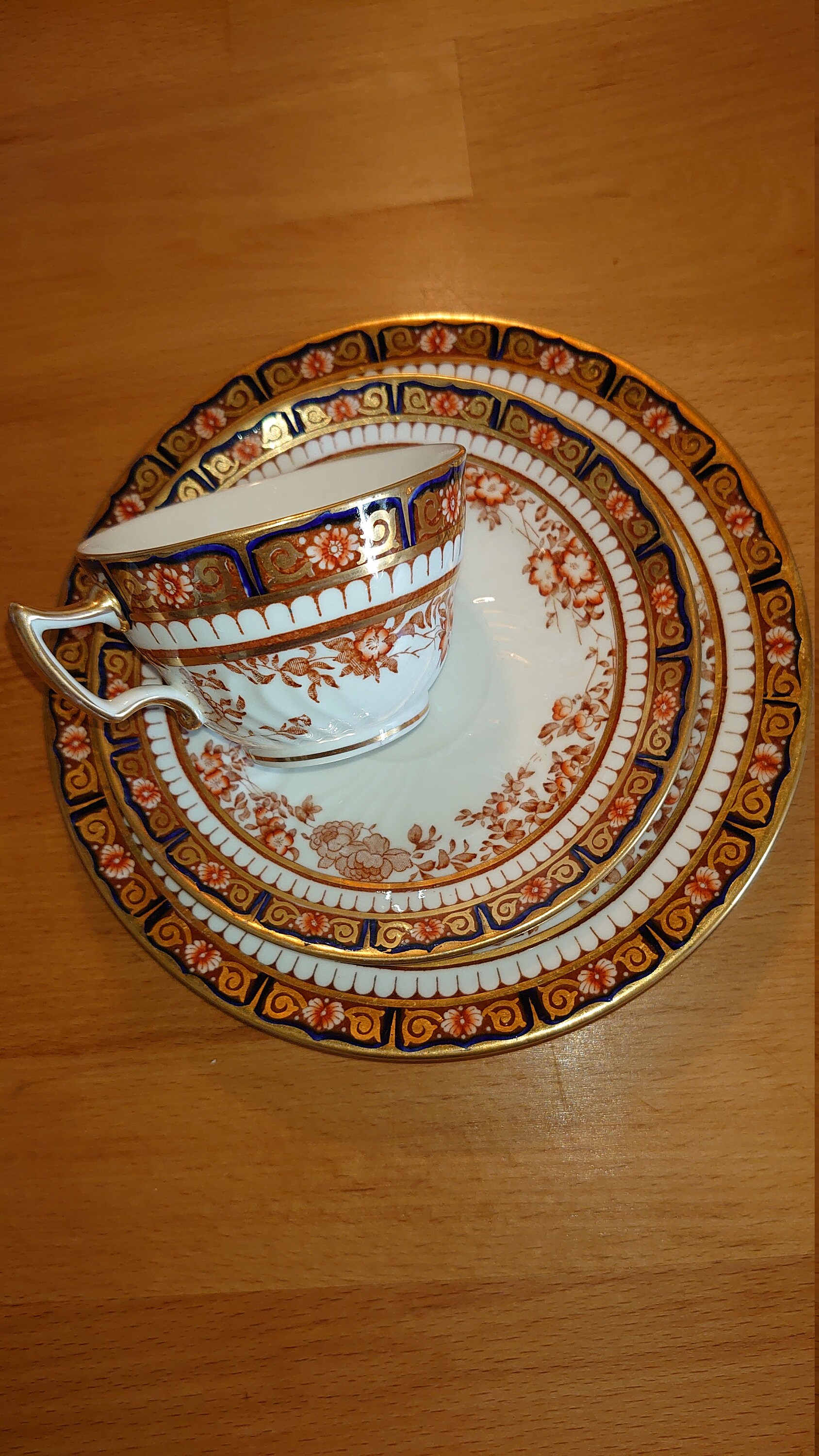 Wedgwood tea sets cup and saucer and plate in gold red and Etsy