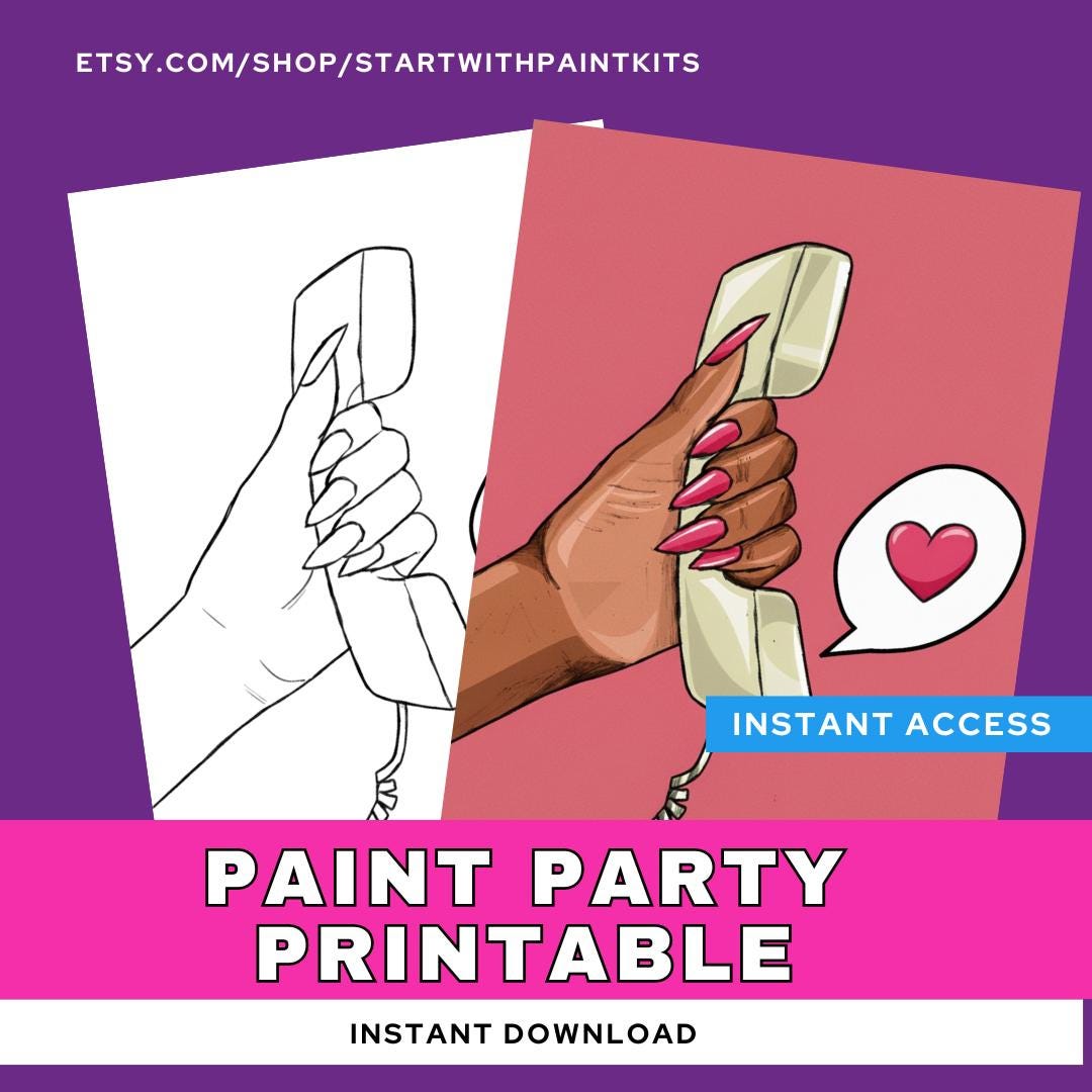 Incoming Call Paint Party Printable: DIY Canvas Art (PNG Digital ...