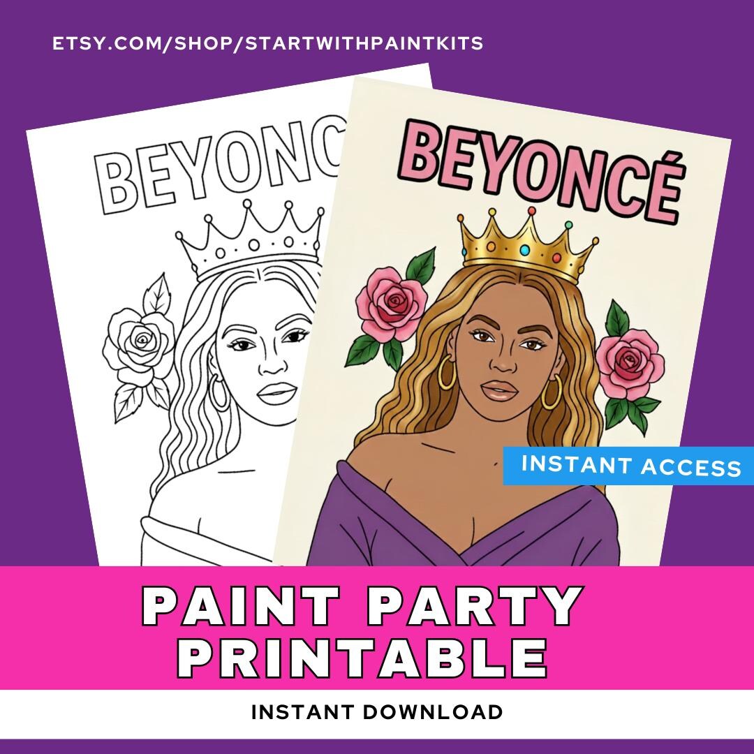 Beyonce Inspired Paint Party Printable: DIY Canvas Art (PNG Digital ...