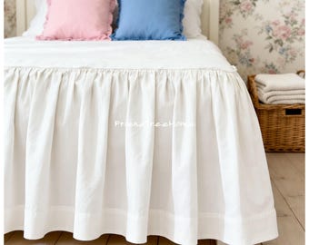 Jupe de lit en coton blanc crème - Jupe de lit personnalisée - Personnalisez la jupe de lit