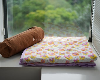 Manta de picnic de algodón con estampado floral – Manta ligera e impermeable