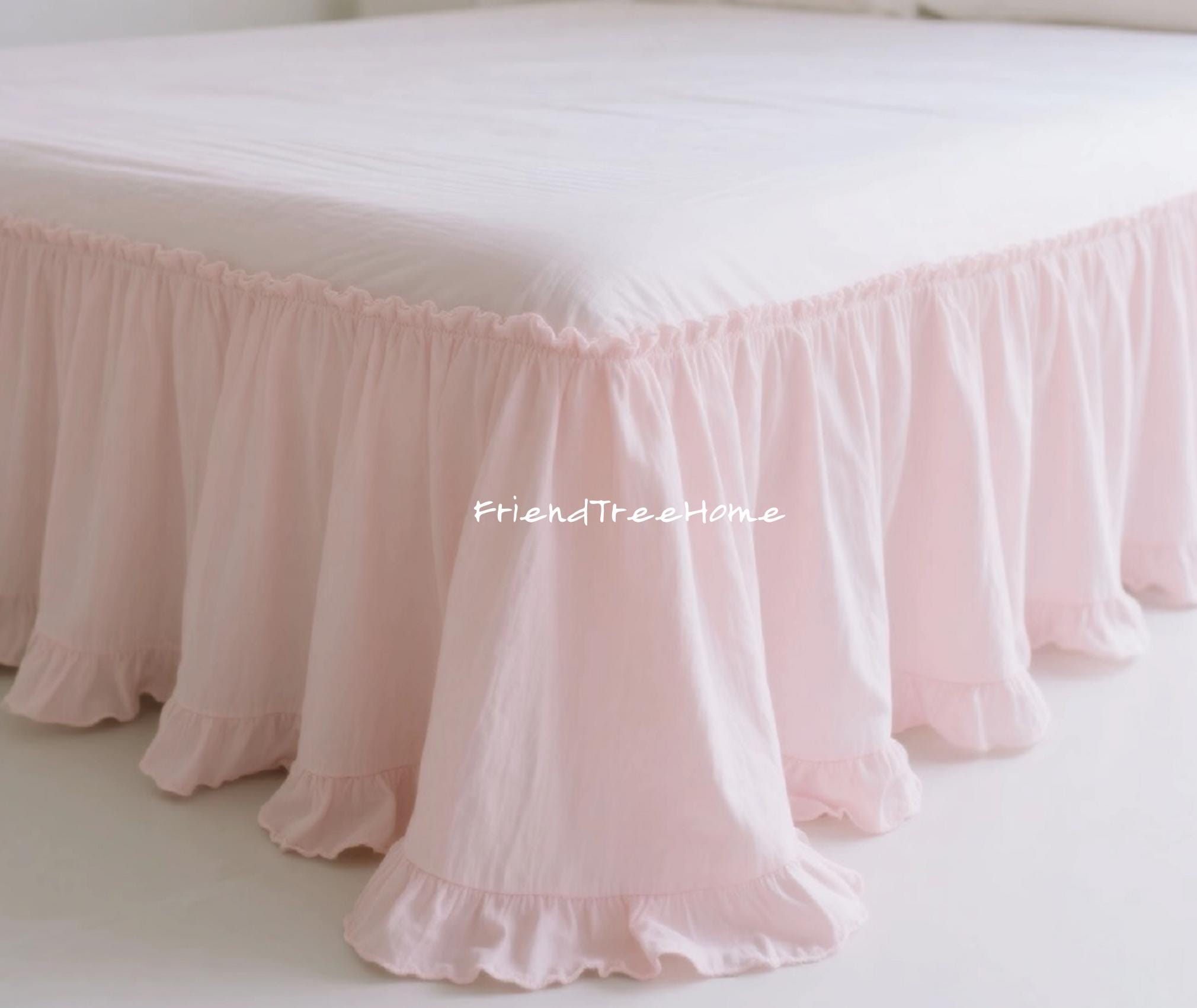 Jupe De Lit Vintage Ivoire En Coton - Dentelle Crochet - 132x183cm (52"x72") - Drop 35cm (14")