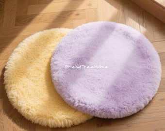 Fur Round Seat Cushion: Memory Foam Padded Floor Pad