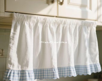 Rideau de fenêtre victorien - Rideau personnalisé - Panneau de rideau style campagne française blanc - Rideau Shabby Chic en dentelle