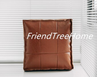 Faux leather ottoman /beanbag cushion square / Thick floor cushion / Seat back cushion / faux leather pouf / ottoman