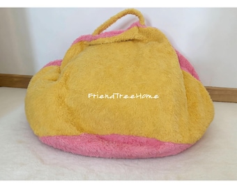 Housse de pouf duveteuse pour enfants, étui de pouf en fourrure, housse de pouf rose au sol, décoration de chambre d'enfant, housse de décoration d'intérieur