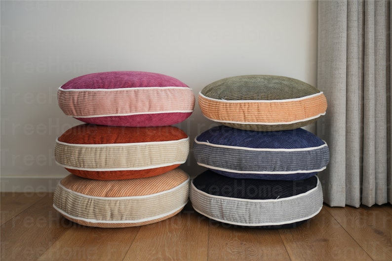 Round Chair Back Cushion / Corduroy Cushion 18 Inches / Thick Round