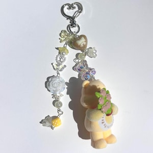 Handmade Yellow Bear Keychain: Retro 90s Bag Charm