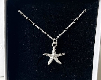 Collier étoile de mer en argent sterling, bijoux thème plage, pendentif marin, breloque océan, cadeau pour elle, collier vie marine