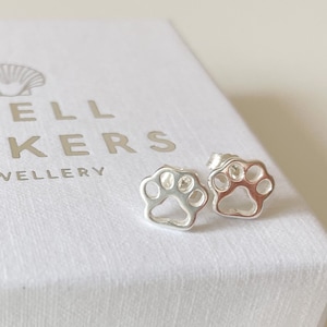 Paw Print Studs, Sterling Silver Paw Print Stud Earrings, Paw Print Jewellery Gift, Dog Paw Earrings, Animal Paw Earrings