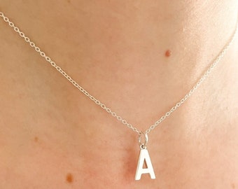 Sterling Silver Initial Letter Necklace, Dainty Personalised Initial Necklace Sterling Silver 925