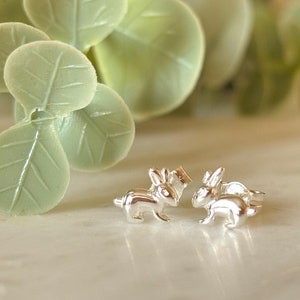 Sterling Silver Bunny Rabbit Stud Earrings | Elegant Bunny Earrings | Delicate Silver Jewellery for Women | Minimalist Studs | Gift for Her