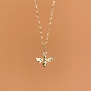 Silver Bee Necklace, Sterling Silver Bumble/Honey Bee Charm Necklace Gift, Bee Gift