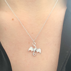 DRAGON NECKLACE, Sterling Silver Dragon Necklace, Tiny Dragon Pendant Necklace, Flying Dragon Necklace, Gift for women
