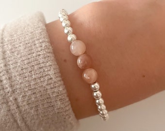 Sunstone and Silver Bracelet, Sunstone Crystal Healing Bracelet, Crystal Healing Bracelet