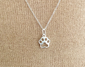 Paw Print Necklace - Sterling Silver Paw Print Necklace - Tiny Pawprint Necklace - Cat Dog Lovers Jewelry Pet Necklace Pet Jewellery