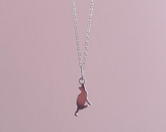 Cat Pendant Necklace, Silver Cat Silhouette Necklace, Cute Cat Charm Necklace