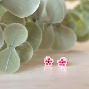 Sterling Silver Enamel Poppy Stud Earrings | Elegant Red Poppy Earrings | Delicate Silver Jewellery | Minimalist Studs | Gift for Her