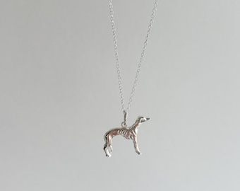 Collier avec pendentif chien lévrier en argent 925 ENCISION GRATUITE