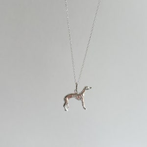 Greyhound Pendant Silver Necklace, Sighthound Dog Necklace, Sterling Silver Whippet/Greyhound Necklace, Greyhound Jewellery