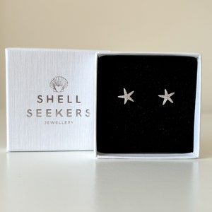 Silver Starfish Earrings, Beach Themed Earrings, Cubic Zirconia Starfish Studs, Summer Studs