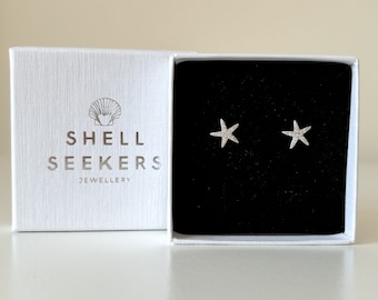 Pendientes de estrella de mar de plata, pendientes con temática playera, pendientes de estrella de mar con circonita cúbica, pendientes de verano