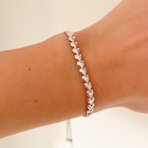 Sterlingzilveren schakelarmband met schakel, zilveren hartarmband, zilveren schakelarmband met liefdeshart afbeelding 7