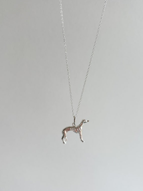 Greyhound Pendant Silver Necklace, Sighthound Dog Necklace, Sterling Silver Whippet/Greyhound Necklace, Greyhound Jewellery