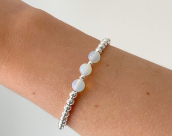 Armband med opalitkulor, armband med opalitkristaller, armband med helande opalitkristaller