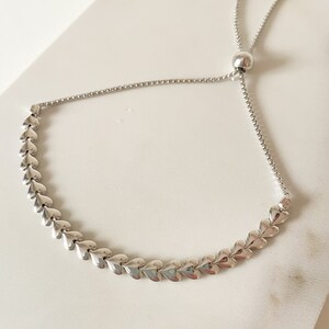 Sterlingzilveren schakelarmband met schakel, zilveren hartarmband, zilveren schakelarmband met liefdeshart afbeelding 2