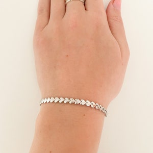 Sterlingzilveren schakelarmband met schakel, zilveren hartarmband, zilveren schakelarmband met liefdeshart afbeelding 6