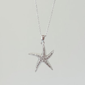 Sterling Silver Starfish Necklace, Starfish Jewellery, Cubic Zirconia Pendant Necklaces for Women, Beach Lover Gift for Her