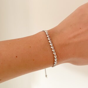 Sterlingzilveren schakelarmband met schakel, zilveren hartarmband, zilveren schakelarmband met liefdeshart afbeelding 3