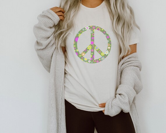 Flowered Peace Sign Shirt Peace Shirt Fun Shirt Cute | Etsy