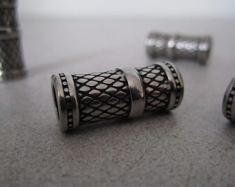 Perle de barbe et cheveux Tube en acier inoxydable - 21x9mm, trou: 6mm -Argent- dreadlocks, cheveux, bracelet, bijoux, collier, barbe