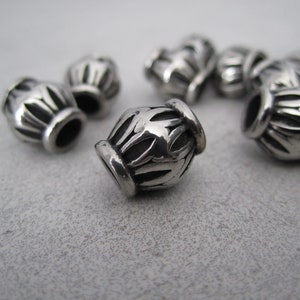 Perle de cheveux et barbe Viking Baril en Acier inoxydable, 11,5x11mm - trou:5mm - Argent antique pour dreadlocks, cheveux, bracelet, bijoux