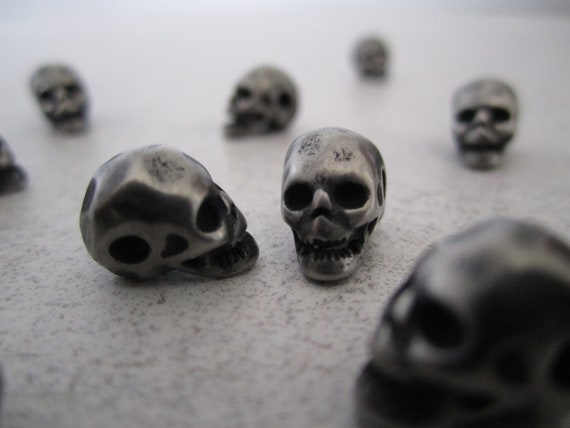 10 Perles Tête De Mort En Howlite 10x8 Mm - Pour Création De Bijoux