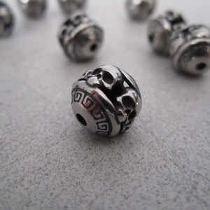 Lot De 5 Perles Tête De Mort 3D En Argent Tibétain – Dimensions 12x10 Mm, Neuves
